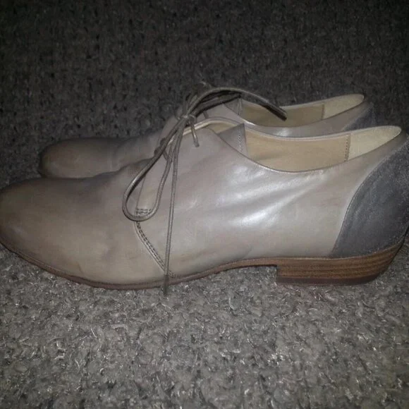 PANTANETTI-Lace Up Loafers-Taupe/Tan W/Metallic Detail-Size 35-Excellent - Picture 2 of 7